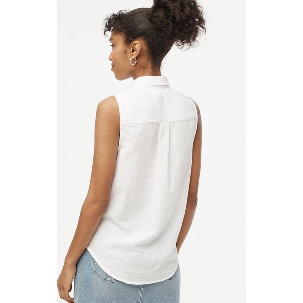 NWT J. Crew Button Up Sleeveless Gauze Shirt White Size 2X Flawed Lightweight - Picture 2 of 12